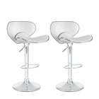 CorLiving™ - Tabouret de bar courbé anatomique et ajustable, similicuir blanc, ensemble de 2-Ces tabourets ajoutent un peu de piquant à tout bar ou îlot de cuisine.