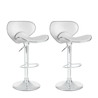 CorLiving™ - Tabouret de bar courbé anatomique et ajustable, similicuir blanc, ensemble de 2-Ces tabourets ajoutent un peu de piquant à tout bar ou îlot de cuisine.