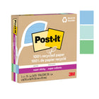 Post-it - Feuillets super collants - 4 po x 4 po - Collection Oasis - 70 feuilles/bloc - Paquet de 3, 210 feuilles-La collection Oasis comprend Bleu délavé, Menthe fraîche et Vert chanceux