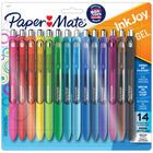 Paper Mate - Stylos à encre gel InkJoy - 0,7 mm - couleurs variées - paquet de 14-Stylos à encre gel qui sèche 3X plus rapidement, réduisant le maculage