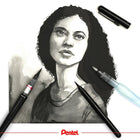 Pentel Arts Colour Brush - Pinceau Paquet de 1PC Encre Noir-Encre Noir. Utilisez des recharges FR-T