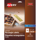 Avery - Étiquettes rectangulaires dorées - 1-1/3po x 4po - 70 Étiquettes-Étiquettes rectangulaires dorées