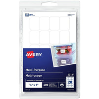 Avery - Étiquettes blanches amovibles, 3/4 po x 1 po, paquet de 400 (2313)-Les étiquettes amovibles permettent d’étiqueter des boîtes, des enveloppes, des paquets et autres, et de changer, réviser ou mettre à jour le contenu.
