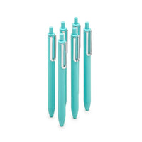 Poppin - Stylos Gel Luxe rétractables – 0,7 mm – encre bleue – paquet de 6-Les stylos gel de luxe turquoise à pointe rétractable Poppin sâ€harmonisent parfaitement avec tous produits turquoise Poppin