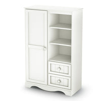 South ShoreMD – Armoire de la collection Savannah, blanc pur, 53 haut. x 35 larg. x 16 prof. (po)-Moulures et plaque de protection élégantes qui renforcent le style campagnard