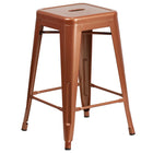 Tabouret de comptoir sans dossier de 24 po, intérieur/extérieur, cuivre (ET-BT3503-24-POC-GG)-Tabouret moderne empilable de style industriel