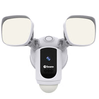 Swann - Camera de securite Floodlight Wi-Fi intelligent 1080p avec compatibilite Amazon Alexa et Google Assistant - Blanc-Preuve, visibilite, interaction, avertissement, dissuasion ultime avec projecteurs, une conversation bidirectionnelle et enregistrement video.