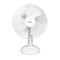 Logix Ventilateur de table de 12 po Blanc-Oscillation motorisée à angle large