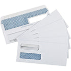 Staples - Enveloppes de sécurité nº 10 à fenêtre double Pliez et collez, 4 1/8 x 9 1/2 po, 24 lb, blanc, boîte de 250-La fermeture Pliez et collez n'a pas besoin d'être humectée. Soulevez le rabat inférieur et pressez-le sur le rabat supérieur pour sceller