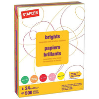 Staples - Papier de copie couleur fluorescent, lettre, 8 1/2 po x 11 po, couleurs variées, rame-8 1/2 po x 11 po