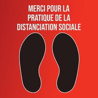 Autocollant de plancher français Mark Maker 12" x 12" - Merci pour La Pratiquie De La Distanciation Sociale-Sticker sol français