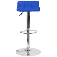 Tabouret de bar contemporain à hauteur ajustable en vinyle bleu avec base chromée (DS-801B-BL-GG)-Tabouret de style contemporain