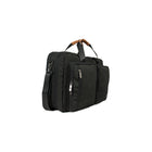 PKG - Sac à dos/sac de messager convertible Trenton avec tissu recyclé - Noir/Tan-Le compartiment principal s'ouvre à plat avec des sangles à bagages et une organisation de poche zippée en maille sur le dessus