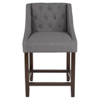 Flash Furniture – Tabouret de comptoir 24 po, de style transitionnel série Carmel, fini noyer, tissu gris foncé -Tabouret de style transitionnel