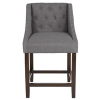 Flash Furniture – Tabouret de comptoir 24 po, de style transitionnel série Carmel, fini noyer, tissu gris foncé -Tabouret de style transitionnel