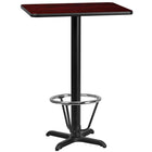 Flash Furniture Dessus de table rectangulaire de 24 x 30 po en stratifié d’acajou avec anneau de pied-Table d'hospitalité à hauteur de bar
