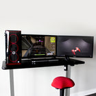 Anthrodesk - Bureau avec 48 po x 24 po Reversible Tablet noir / acajou (Argent)-Cadre en acier inoxydable robuste avec une capacite de poids de 70 kg