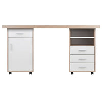 Winsome - Bureau modulaire 18322 Kenner 3 pièces, fini blanc et bois vieilli-Bureau modulaire