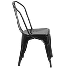 Nicer Furniture - chaise de salle à manger latérale industrielle empilable de style Tolix - noir - 2 pièces -Dossier incurvé avec latte verticale