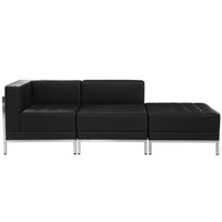 Flash Furniture – Mobilier modulaire HERCULES Imagination, chaises et pouf, cuir noir, 3 modules (ZBIMAGSET6)-Cuir reconstitué noir