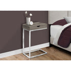 Monarch Specialties - 3254 Table D'Appoint - Metal Chrome/Taupe Fonce Et Tiroir-Une base en métal chromé offre un support robuste et un style qui convient à tout décor