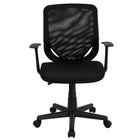 Flash Furniture - Chaise de bureau à dossier mi-dos maillé avec accoudoirs fixes, noir-Chaise de travail contemporaine