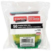 Staples® – Onglets pour chemises suspendues, 2 po, couleurs variées-Couleurs variées