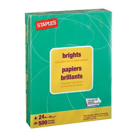 Staples – Papier à copies de couleur Brights, format lettre, 8 1/2 po x 11 po, émeraude, rame/500-Pour les imprimantes laser et à jet d’encre