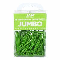 JAM PAPER - Trombone Geant Colore 2", Vert citron, 2 paquets de 75-Couleur : vert citron