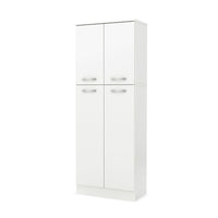 South Shore - Armoire de rangement Axess, blanc pur (7150971)-Poignées en plastique au fini gris mat métallisé