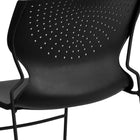 Chaise empilable noire à dossier complet de la série HERCULES, capacité de 661 lb avec cadre enduit de poudre noire-Entretoise transversale avant