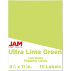 JAM Paper - Étiquettes d'expédition papier autocollant pleine page - 8 1/2 po x 11 po - Vert citron ultra - Paquet de 10-Emballage anglais seulement