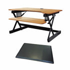 Rocelco - Support de bureau réglable pour clavier assis/debout 32" avec tapis anti-fatigue - Teck-Aucun assemblage requis