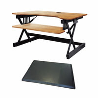 Rocelco - Support de bureau réglable pour clavier assis/debout 32" avec tapis anti-fatigue - Teck-Aucun assemblage requis