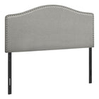 Monarch Specialties - 6013F Lit Double Tete De Lit - Tissus Gris-Tête de lit arquée rembourré dans un tissu d'aspect lin gris avec bordure de tête de clou au fini chromé