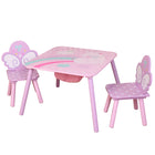Danawares - Licorne Table Carrée avec 2 Chaises et Pochette de Rangement - Rose-Fabriqué en MDF E1 et en pin