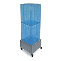 Azar Displays – Présentoir de sol à panneaux perforés emboîtables sur 4 côtés et à roulettes, 40 x 14 x 14 po, bleu (701415-BLU)-Porte-affiche rectangulaire inclus