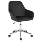 Flash Furniture - Fauteuil fonctionnel Cortana pour la maison et le bureau, dossier mi-hauteur, cuir noir (DS8012LBBLK)-Rembourrage en LeatherSoft noir