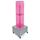 Azar Displays – Tour d’affichage à panneaux perforés emboîtables sur 4 côtés à roulettes, 40 x 8 x 8 po, rose (703386-PNK)-Pivote sur une base en métal à roulettes