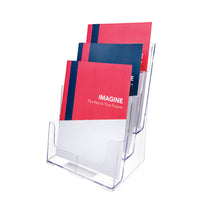 Deflecto DocuHolder Présentoir à documentation - 3 compartiments - transparent - format magazine (77301)-Présente une variété de documents à la fois et économise un espace précieux sur le comptoir