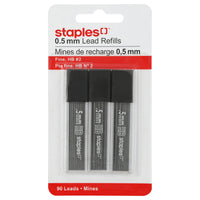 Staples - Mines de rechange pour portemine - 0,5 mm - HB - 90 mines-Paquet de 3, paquet de 30 recharges