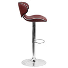 Flash Furniture – Tabouret de bar ajustable en vinyle, dossier mi-dos confortable et pied chromé, 17 1/2 x 17 1/2 po, bourgogne-Conception à dossier mi-hauteur