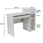 Flash Furniture Bureau d'ordinateur Highland Park blanc avec étagères et tiroir-Taille du compartiment inférieur: 9,5 larg. x 19 prof. x 19 haut. (po)