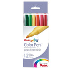 Pentel Arts Colour Markers, Pointe Fine, 12 Couleurs Assorties-Idéal pour le dessin, coloriage, écriture, décoration, etc.
