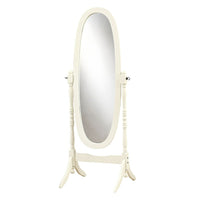 Monarch Specialties - 3102 Miroir 59"H Bois Massif Ovale Sur Pied Blanc Antique-Ce miroir cheval au fini blanc antique complémentera toute chambre à coucher principale de style contemporain