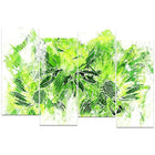 Designart – Art imprimé sur toile, fleurs vert électrique, 4 panneaux (PT3410-2-271)-Impression