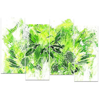 Designart – Art imprimé sur toile, fleurs vert électrique, 4 panneaux (PT3410-2-271)-Impression