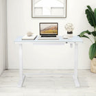 Uncaged Ergonomics - Bureau assis/debout électrique à hauteur réglable Rise Up - Blanc-4 paramètres de mémoire avec des boutons à une touche