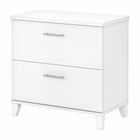 Bush Furniture - Classeur latéral à 2 tiroirs Somerset - Blanc-Les tiroirs du classeur latéral 30" L x 17" P x 29" H logent des documents de format légal, lettre, et A4