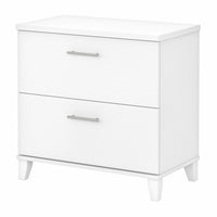 Bush Furniture - Classeur latéral à 2 tiroirs Somerset - Blanc-Les tiroirs du classeur latéral 30" L x 17" P x 29" H logent des documents de format légal, lettre, et A4